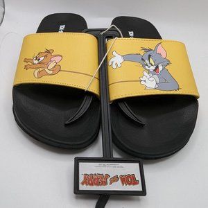 TOM & JERRY Youth Size 5 Yellow Warner Bros. Slip-On Slide Sandals Cat Mouse